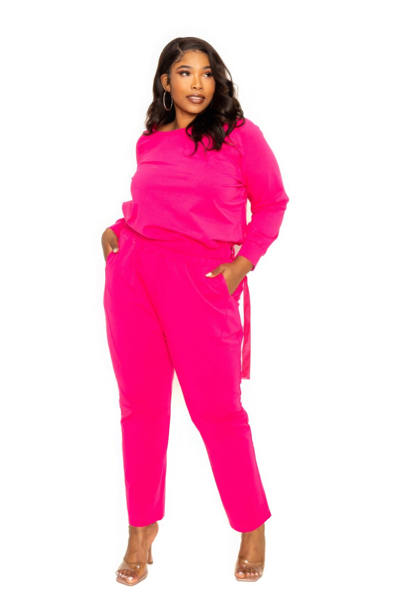 Grommet Detail Lounge Sets | CCPRODUCTS, Hot Pink, PLUS SIZE, PLUS SIZE BASICS & ACTIVEWEAR, PLUS SIZE SETS, SALE, SALE 40% OFF, SALE PLUS SIZE | Style Your Curves