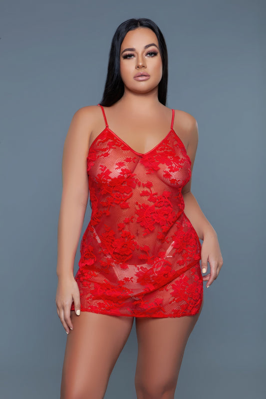 1 Pc Mini-length Chemise With Floral Lace Design | ACCESSORIES, Black, CCPRODUCTS, LINGERIE, Red, SALE, SALE 10% OFF, SALE ACCESSORIES | Style Your Curves