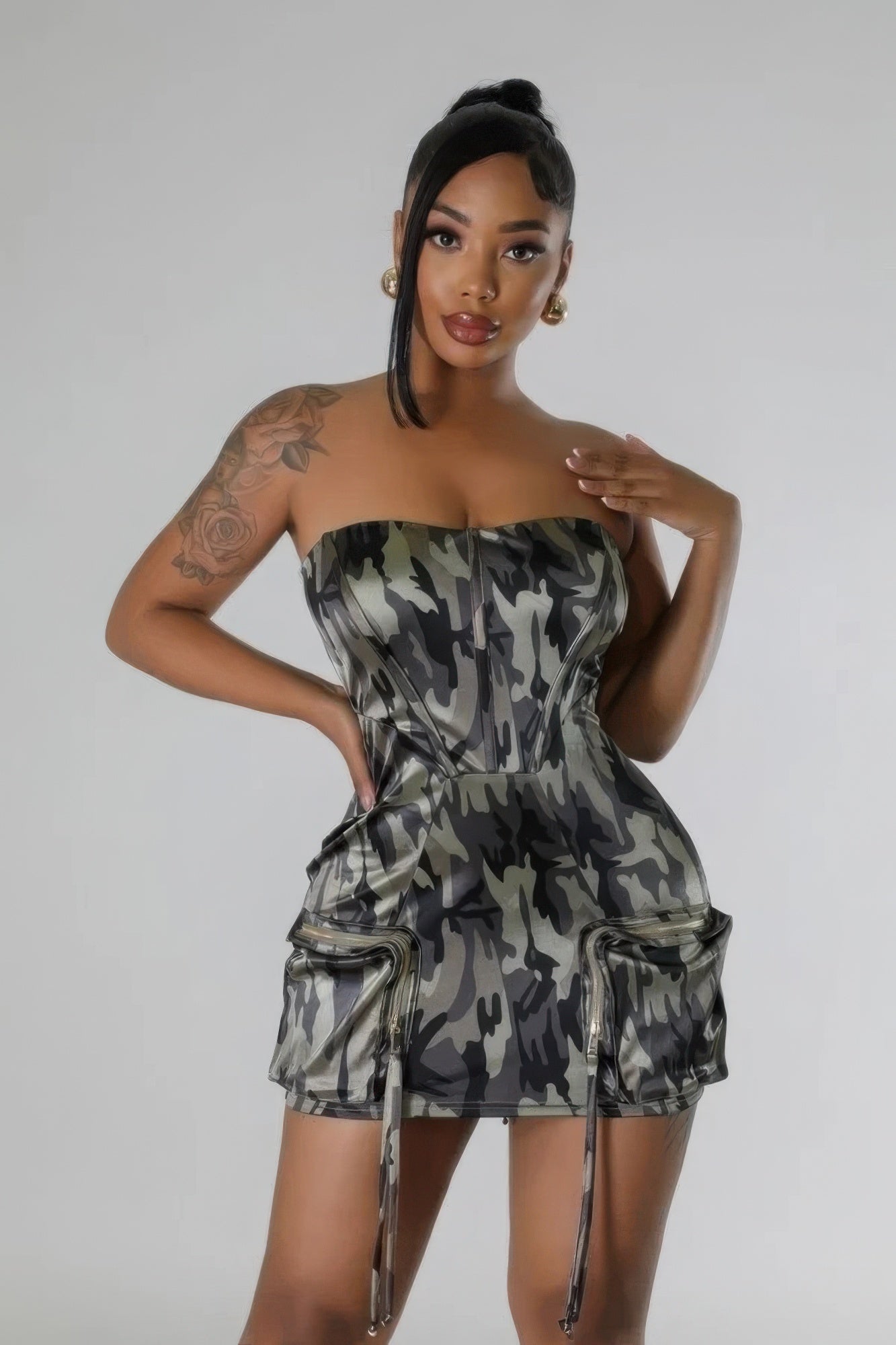 Zipper Closure Stretch Tube Dress | APPAREL, Camouflage, CCPRODUCTS, DRESSES, NEW ARRIVALS | Style Your Curves