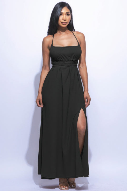 Side Slit Maxi Dress | APPAREL, Black, CCPRODUCTS, DRESSES, Mocha, NEW ARRIVALS | Style Your Curves