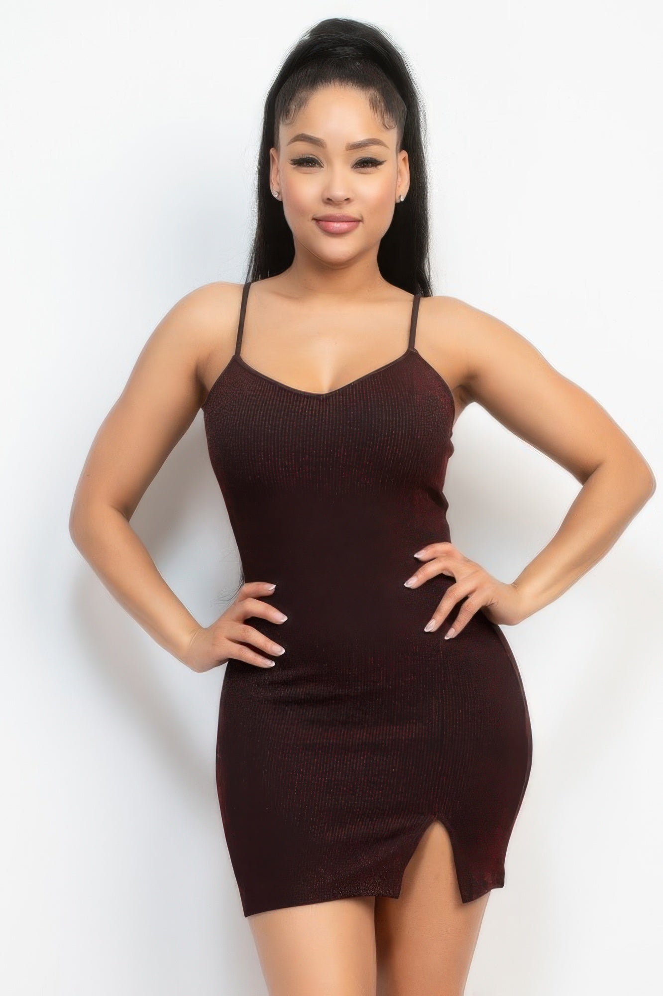 Glittered bodycon slit dress | APPAREL, Black/Red, CCPRODUCTS, DRESSES, NEW ARRIVALS | Style Your Curves