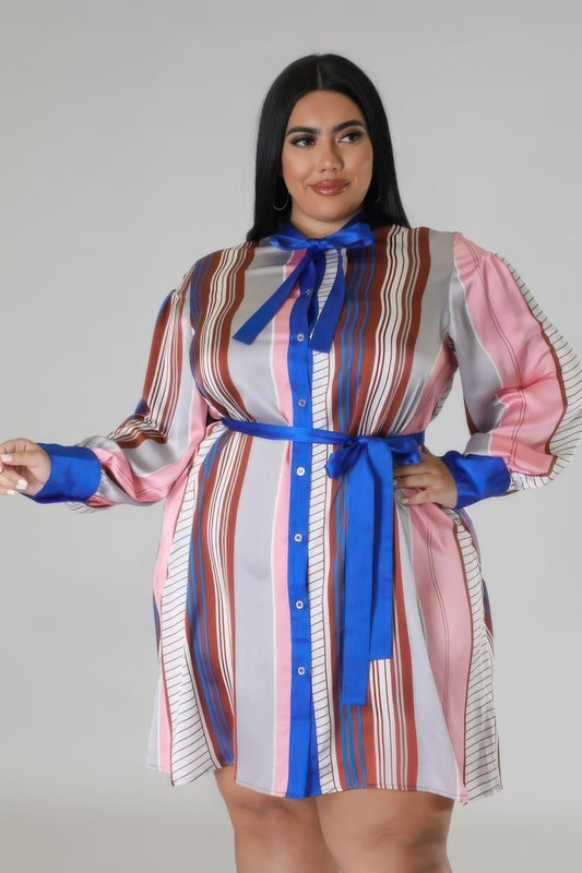 Long Sleeves Non-stretch Dress | Black/Rust, Brown/Blue, CCPRODUCTS, NEW ARRIVALS, PLUS SIZE, PLUS SIZE DRESSES | Style Your Curves