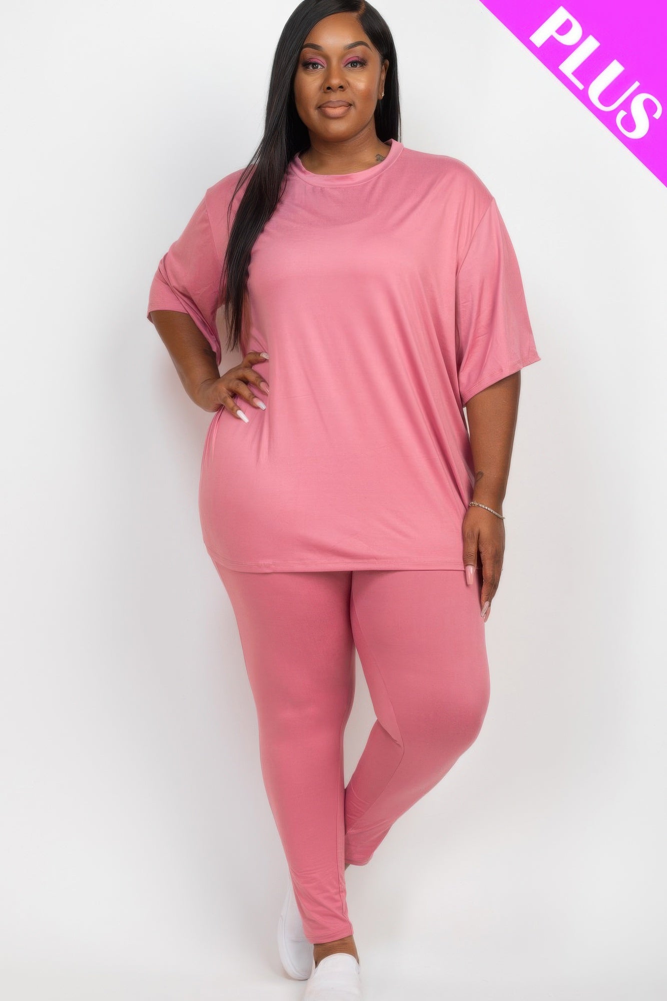 Plus Size Oversized T-shirt & Leggings Set