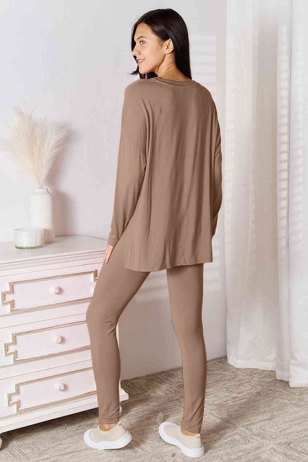 V-Neck Long Sleeve Top and Pants Lounge Set