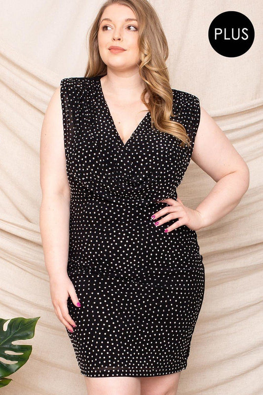 Translucent Rhinestone Plus Mini Dress | Black, PLUS SIZE, PLUS SIZE DRESSES, SALE, SALE PLUS SIZE | Style Your Curves