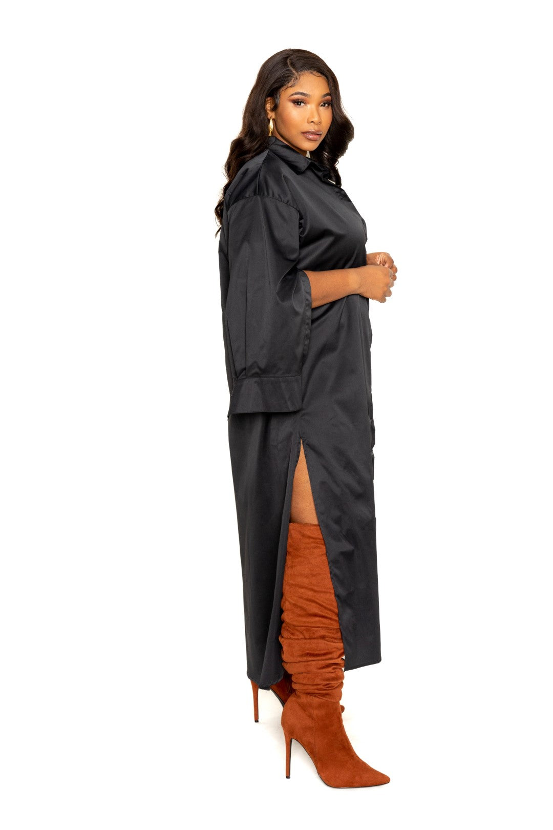 Plus Size Cape Sleeve Shirt Dress | CCPRODUCTS, NEW ARRIVALS, PLUS SIZE, PLUS SIZE DRESSES | Style Your Curves