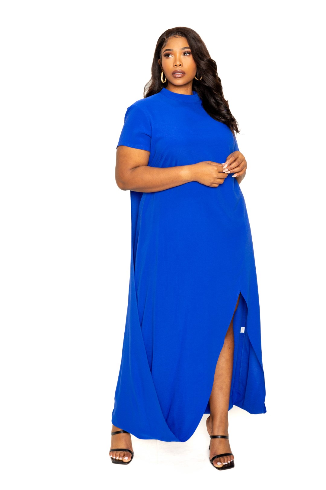 Mock neck back cape dress CCPRODUCTS, NEW ARRIVALS, PLUS SIZE, PLUS SIZE DRESSES Style Your Curves