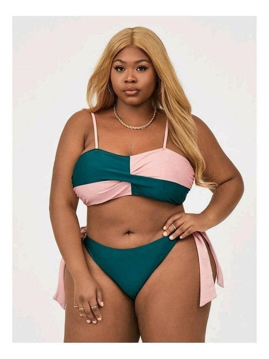 Plus Size Pink and Green 2pc Swimsuit Style Your Curves