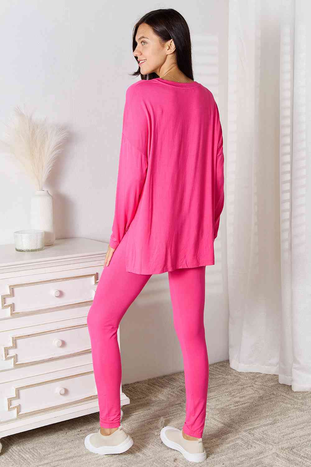 V-Neck Long Sleeve Top and Pants Lounge Set